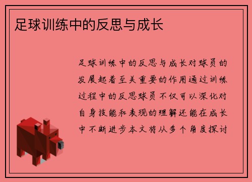 足球训练中的反思与成长